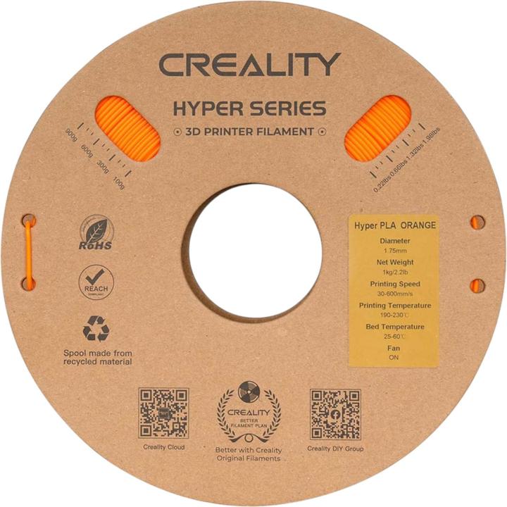 Actual product image Creality Hyper PLA - 1,75mm - 1kg (PLA, 1.75 mm, 1000 g, Orange)
