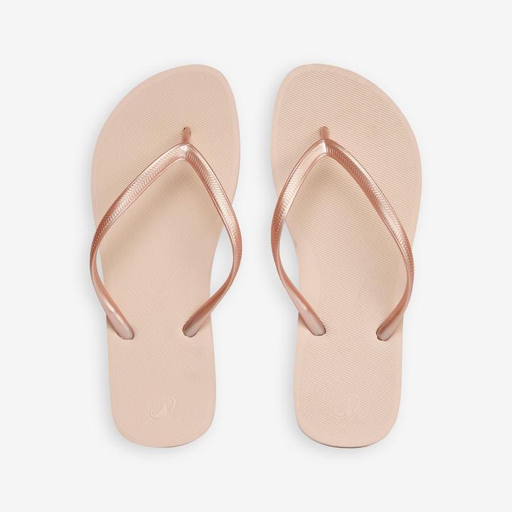 Actual product image Olaian Women's flip-flops - 500 Gold peach beige orange (37)