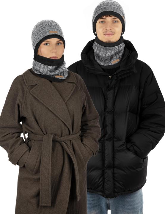 Produktbild Normani Kebili Winterset mit Fell Grau/Schwarz (One Size)