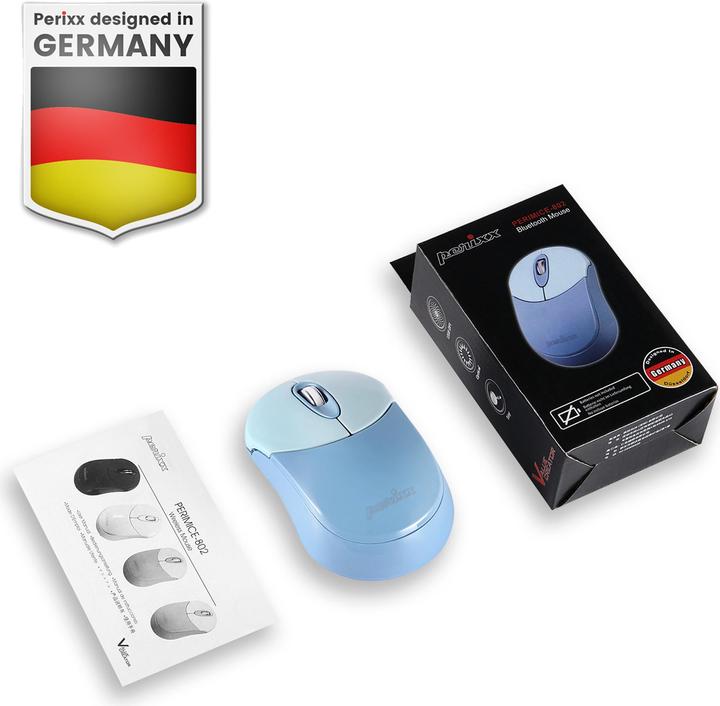 Image du produit Perixx PERIMICE-802BL, Souris Bluetooth pour PC et tablette, sans fil, bleue (Sans fil)