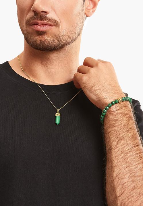 Produktbild Thomas Sabo Beads-Armband aus grünen Steinen vergoldet (17 cm, 750 Gelbgold Vergoldung, 925 Sterlingsilber)