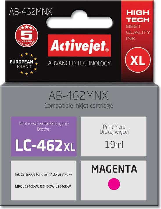 Immagine prodotto Activejet AB-462BNX Tinte für Brother Drucker Ersatztinte Brother LC-462XLBK Supreme 64 ml schwa