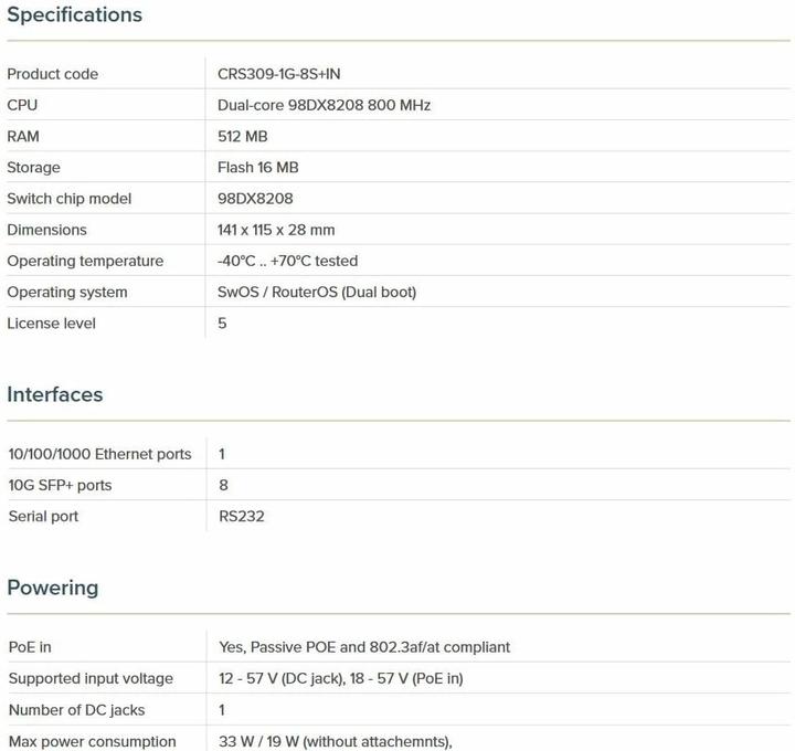 Actual product image MikroTik CRS309-1G-8S+INL (9 Ports)