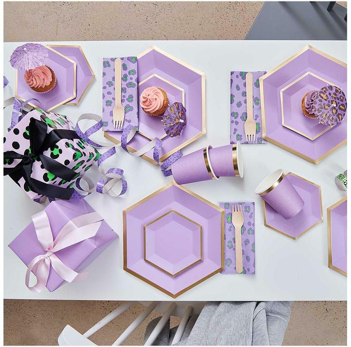 Actual product image Rico Design Plate hexagon 16 cm, 10 pieces, Lilac/Gold (10 x)