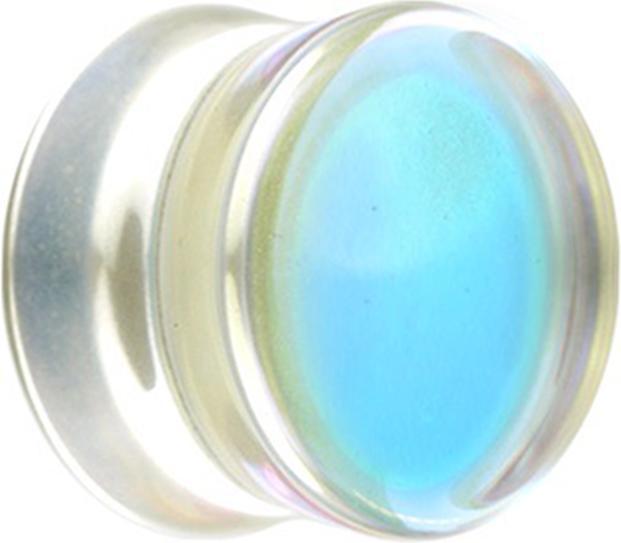 Star Piercing Flared Plug Spiegel transparent aus Glas (ohne Messing, Glas)