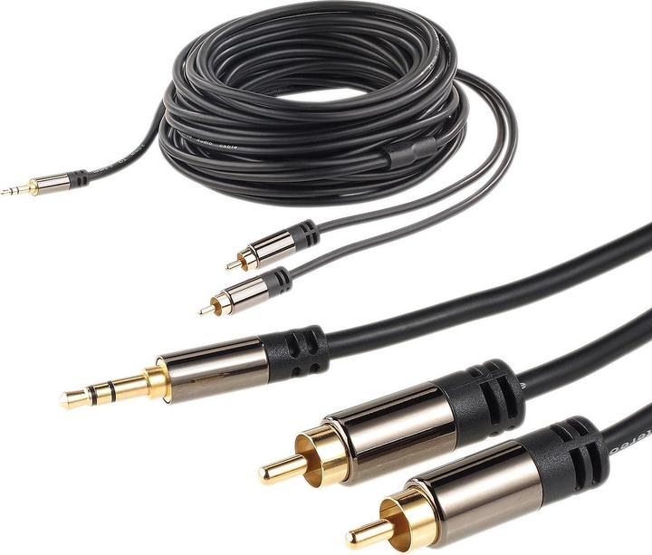 Produktbild Auvisio Premium-Stereo-Kabel (3,5-mm- auf 2 Cinch-Stecker) (10 m, 3.5mm Klinke (AUX), Cinch)