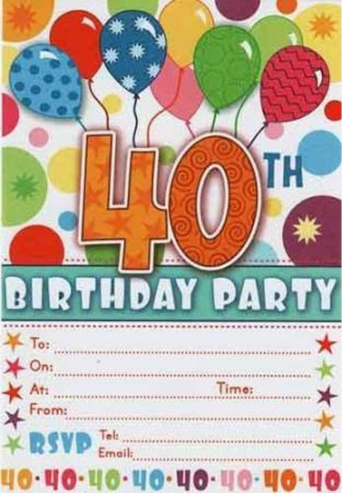 Actual product image Spot on Gifts 40th Birthday Invitations (Pack of 20) (20 pcs.)