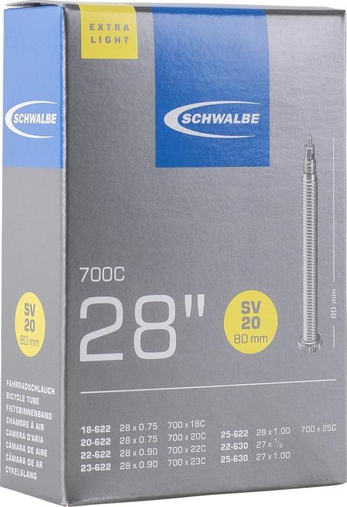 Actual product image Schwalbe EXTRA LIGHT 700x18/25c Presta 80mm (Presta (SV), 28", 80 mm)