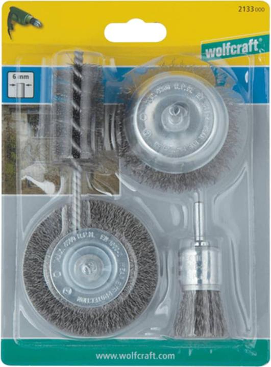 Produktbild wolfcraft wolfcraft 1 Stahldraht-Bürsten-Set 4-tlg., S=6mm