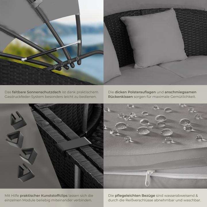 Image du produit tectake Bain de soleil rond modulable SANTORIN