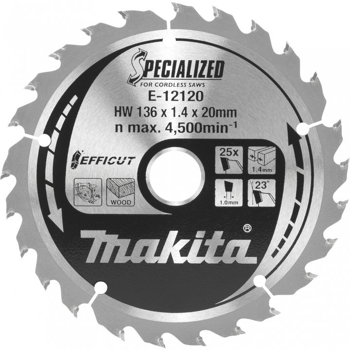 Makita Lama CCM13625E SPECIALIZED EFFICUT ( E-12120 ) 136 x 1,4 x 20 mm 25 denti per legno
