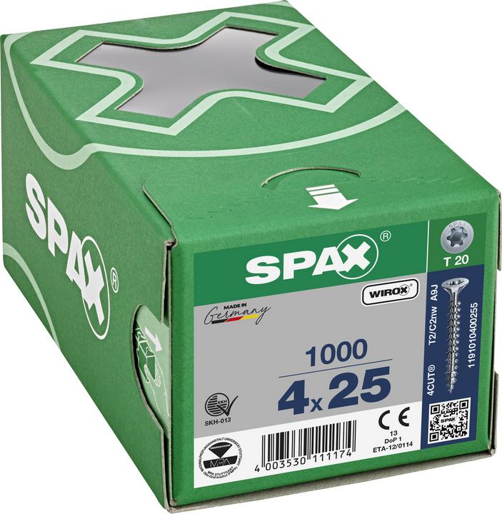 Actual product image Spax Chipboard screws SK T20 4,0x25 mm (1000 Screws per piece)