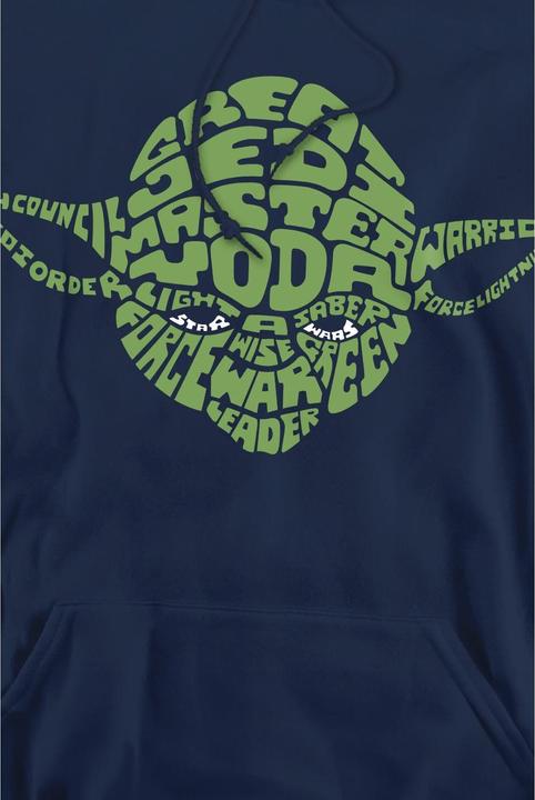 Actual product image Star Wars Mens Yoda Text Head Hoodie (XL)