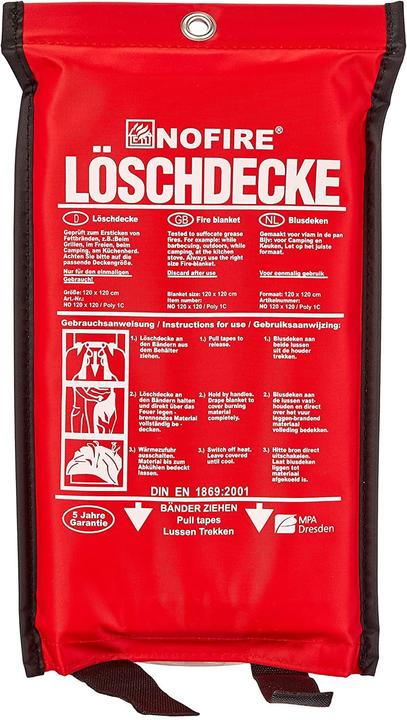 Löschdecke 120x120cm im Polybag (A, B, F)
