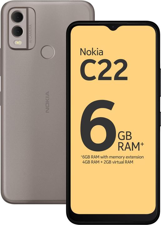 Produktbild Nokia C22 (64 GB, Sand, 6.50", Dual SIM, 13 Mpx, 4G)