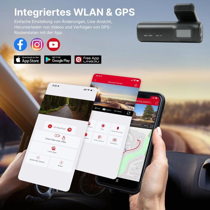 Immagine prodotto Hermex 4K WiFi dual dashcam telecamera frontale auto telecamera di bordo sorveglianza auto (Microfono incorporato, Display integrato, Accumulatore di carica elettrica, Ricevitore GPS, WiFi, 4K)