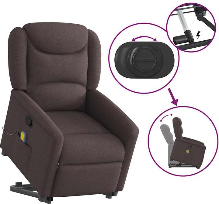 Produktbild VidaXL Massagesessel mit Aufstehhilfe Dunkelbraun Stoff
