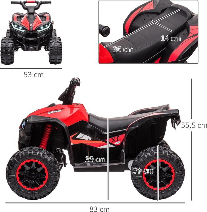 Produktbild Homcom Elektro-Quad Kunststoff, Metall Schwarz+Rot (12 V)