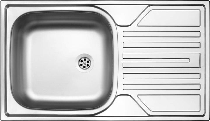 Produktbild No Name 1-Becken-Spüle aus Stahl mit Abtropffläche - 2 Ablauf