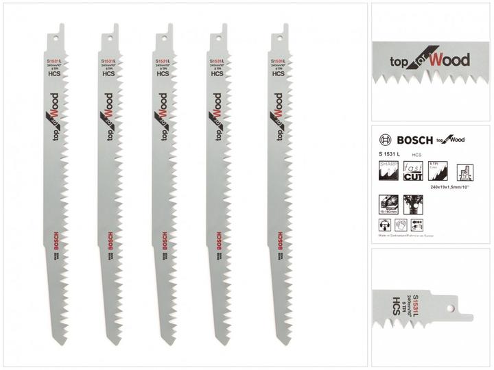 Produktbild Bosch Professional Zubehör Säbelsägeblatt S 1531 L, Top for Wood, 5er-Pack