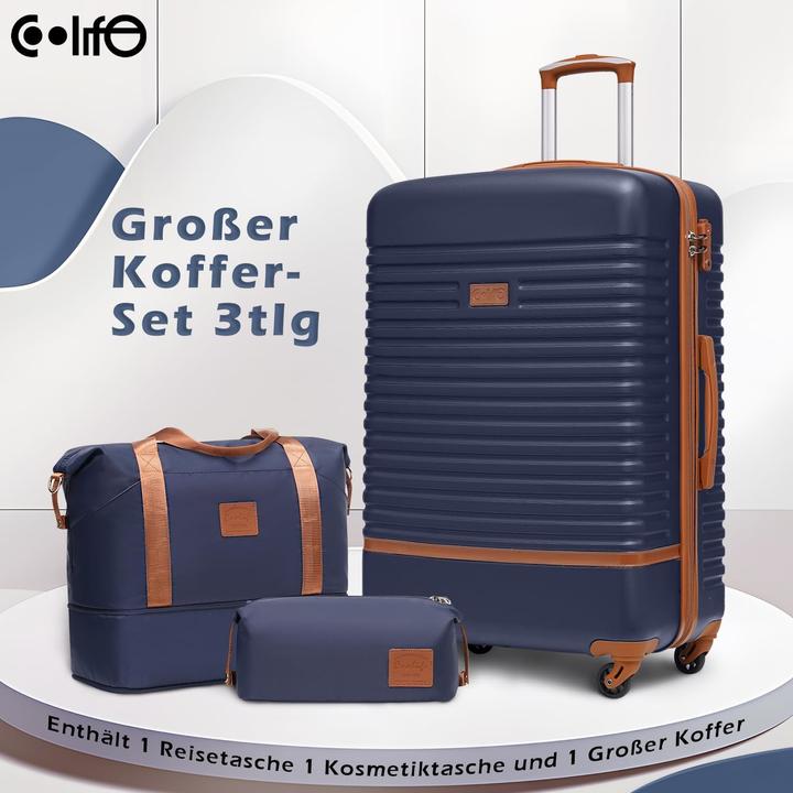 Produktbild Coolife 3-teiliges Reisegepäck-Set (93 l, Handgepäck (bis 50l), L (90 - 115l))
