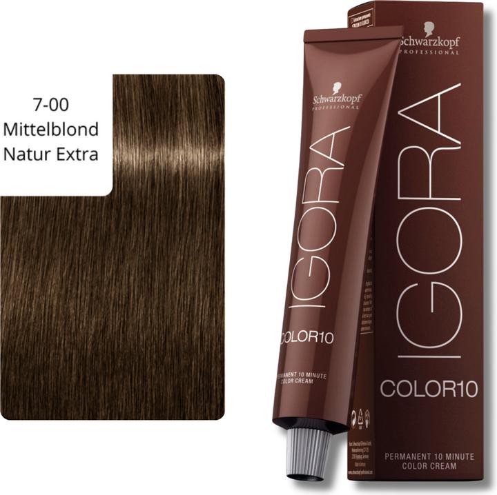 Actual product image Schwarzkopf Professional Igora Color 10 - 7-00 Medium Blond Natural Extra (7-00 Medium blonde nature extra)
