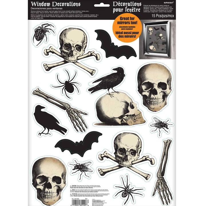 Amscan Aufkleber Window Boneyard 15erPack Vinyl