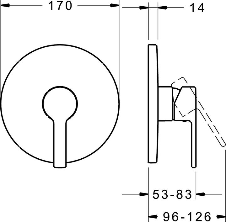 Produktbild Hansa Hansaronda Duscharmatur, Fertigmontageset, Unterputz, Rosette rund, 83869573