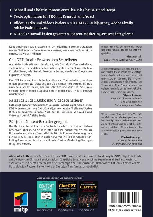 Image du produit KI für Content Creation (Allemand, Alexander Loth, 2024)