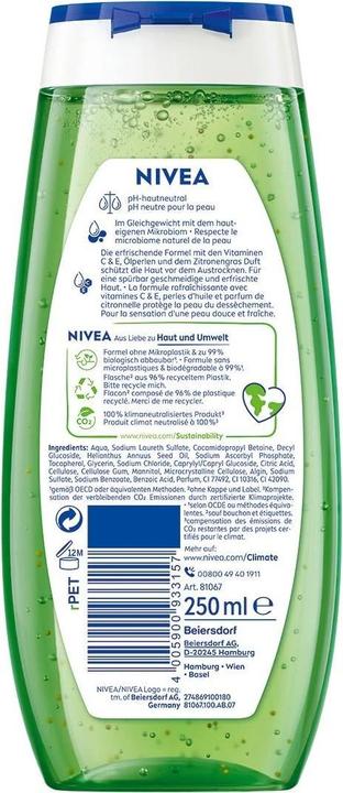 Produktbild NIVEA 8x Duschgel 3 in1 Lemongrass Oil 250ml (250 ml)