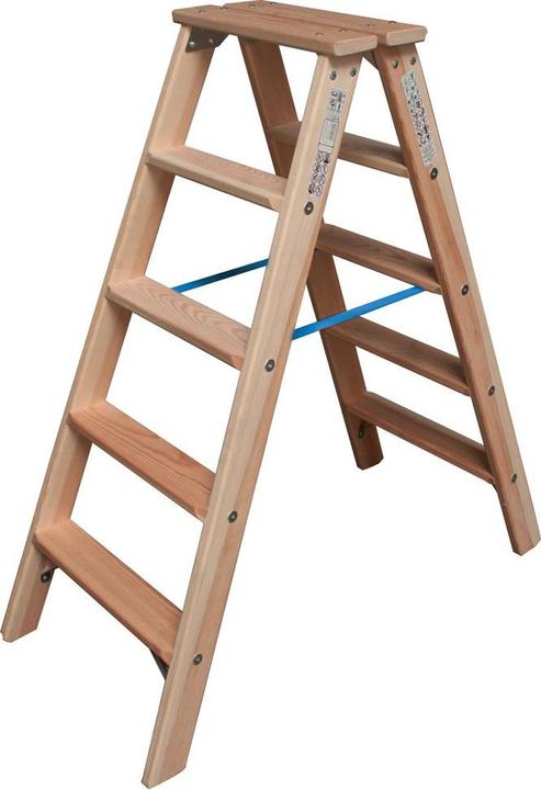 Actual product image Krause Double wooden stepladder 2x5 Working height: approx. 2.65 m 8.0 kg 81842 (Stepladder, 115 cm)