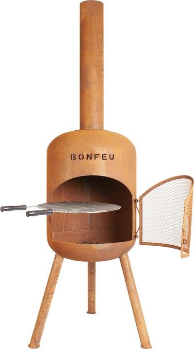 Actual product image Bonfeu BonBono Roest Tuinhaard - L 45 x W 45 x H 165 cm - Staal - bruin - Tuinhaard - Terrasverwarming - Te