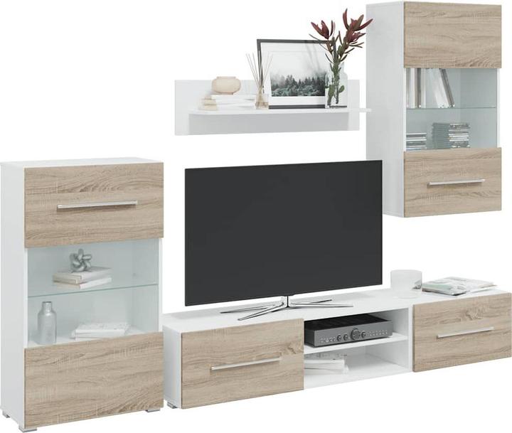 Actual product image VidaXL 5-tlg. Wohnwand mit LED-Beleuchtung Sonoma-Eiche Holzwerkstoff TV-Möbel