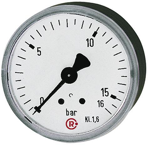Actual product image Riegler 101754 Standard pressure gauge, rear centred, G 1/4, 0 - 10 bar, Ø 63 (Measuring device case)