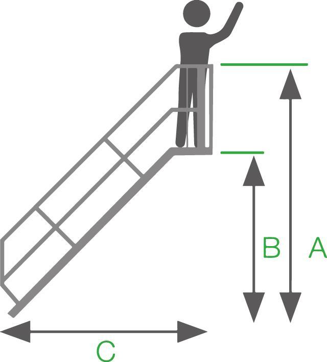 Image du produit Munk Escalier 45° largeur des marches 600 mm 6 marches aluminium strié (Escabeau, 138 cm)