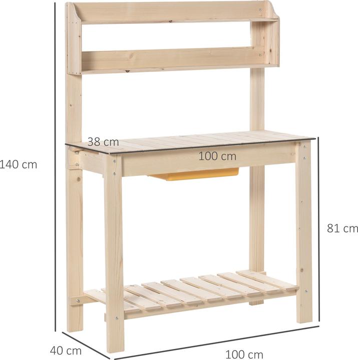 Immagine prodotto Outsunny Tavolo da piantagione con piano di lavoro regolabile (100 cm)