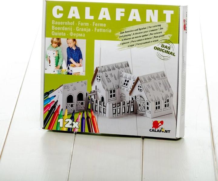 Actual product image Calafant Farm with 12 felt tip pens