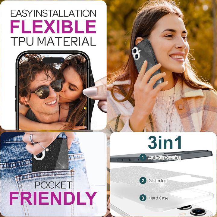 Produktbild Nalia Glitzer Hybrid Hülle (Apple iPhone 16 Plus)