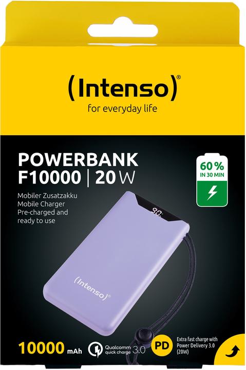 Image du produit Intenso Banque d'alimentation F10000 10000 mAh Purple (10000 mAh, 20 W, 20 Wh)