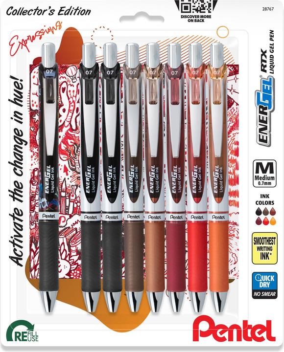 Actual product image Pentel EnerGel Tintenroller (Burgundy, Bronze, Brown, Red, Orange, 8 x)