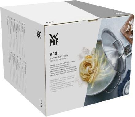 Produktbild WMF Nudeltopf Kochtopf Induktion 18cm klein Metalldeckel Mini Edelstahl (18 cm, Dampfkochtopf, Edelstahl)