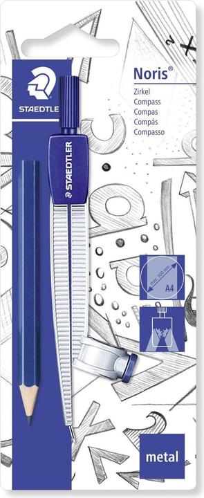 Actual product image Staedtler Noris 550 school compass, 300 mm, 124 mm, silver, with universal adapter, BK