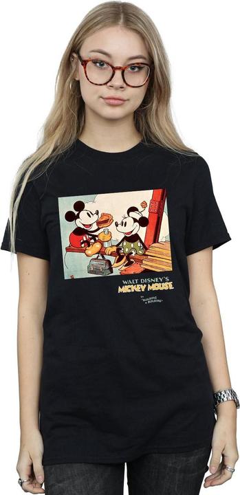 Actual product image Disney Womens/Ladies Mickey Mouse Building A Building Cotton Boyfriend T-Shirt (3XL)