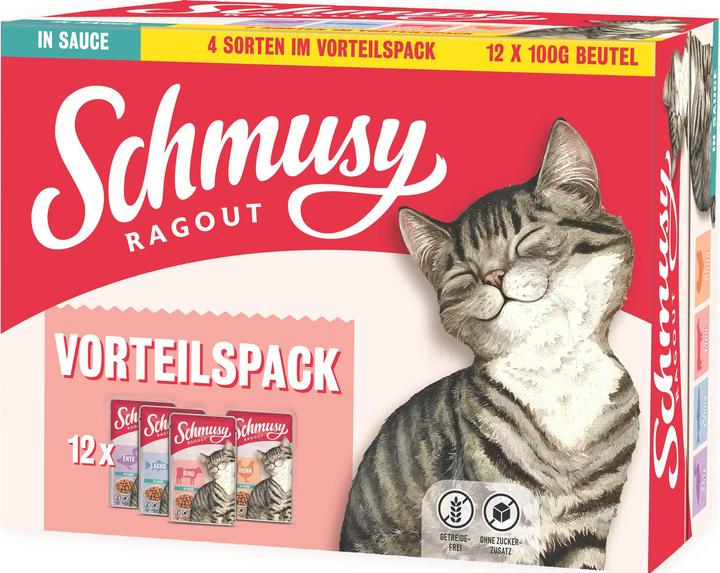 Image du produit Schmusy Nourriture humide Ragout Multipack Sauce, 12 x 100 g (Adulte, 12 pcs, 1200 g)