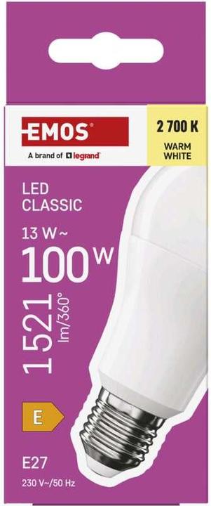 Produktbild Emos LED Lampe Classic A60 / E27 / 13 W (100 W) / 1521 lm / Warmweiss (E27, 13 W, 1521 lm, 1 x, E)