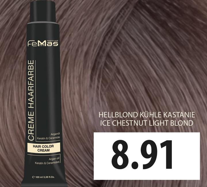Produktbild FemMas 8.91) Haarfarbe Hellblond Kühle Kastanıe 100ml (Hellblond Kühle Kastanıe 100ml)