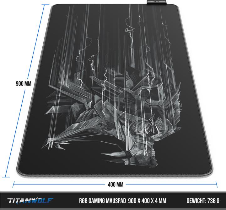 Actual product image Titanwolf RGB gaming mouse pad (XL)