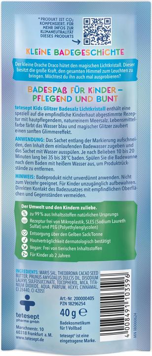 Immagine prodotto Tetesept Sali da bagno glitterati per bambini Cristallo chiaro (40 ml, Sali da bagno)