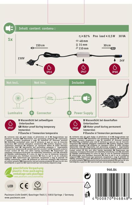 Image du produit Paulmann Alimentation électrique extérieure Plug & Shine 30W