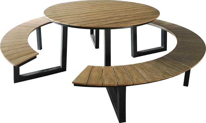 Actual product image Axi Taco picnic table with 2 benches round - anthracite/teak look